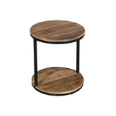 Julian Side Table 2 Tier Gold & Black - Furniture Castle